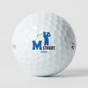 Golf-Player Modern Blue Monogram Golf Balls
