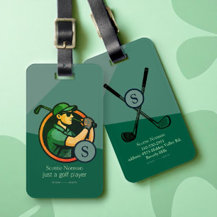 Golf Player Modern Retro Green Luggage Tag