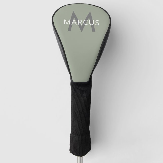 Golf Player Monogram Personalised Modern Driver  Head Cover (Front)