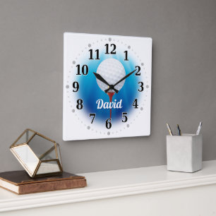 Golf Player Name   Original Square Wall Clock