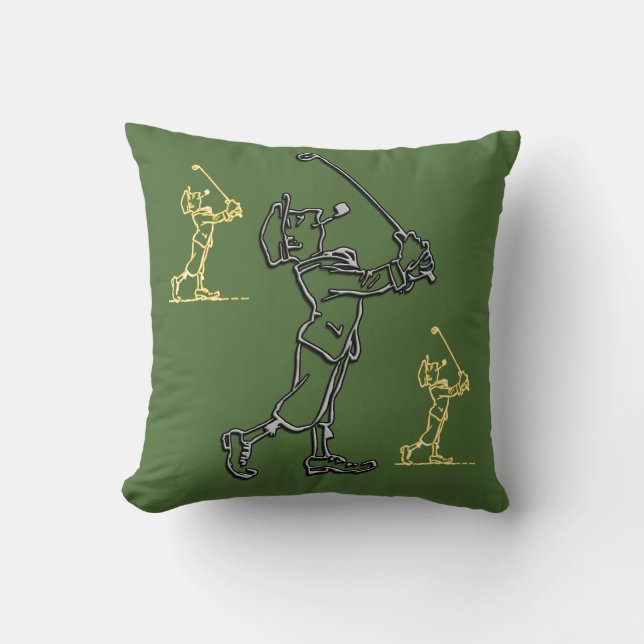 Golf Player outline design ~ editable background Cushion (Front)