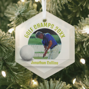 Golf Player Photo   Golf Champs 20XX Glass Tree Decoration