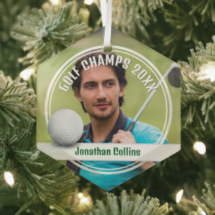 Golf Player Photo   Golf Champs 20XX Glass Tree Decoration