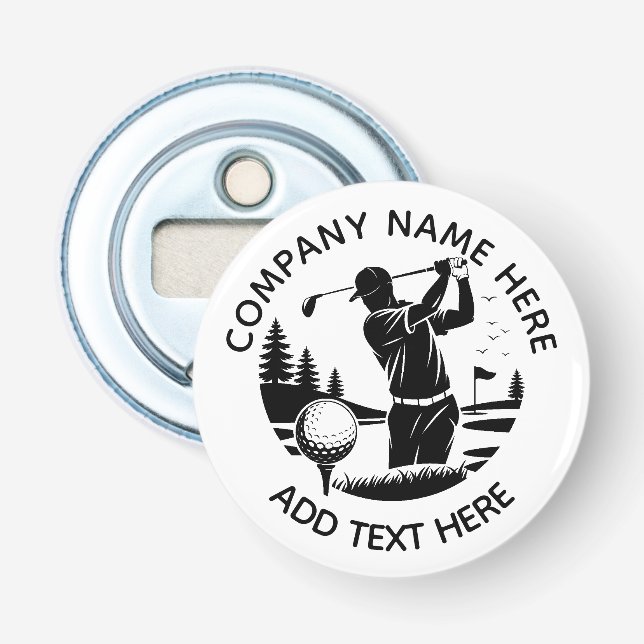 Golf Player Pine Trees Add Name  Bottle Opener (Front)
