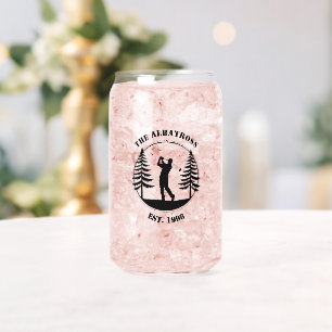 Golf Player Pine Trees Add Name Can Glass