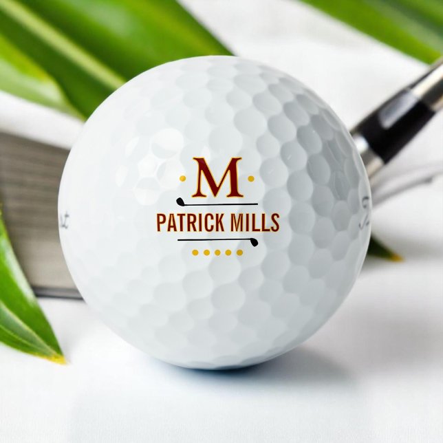 Golf Player's Simple Elegant Modern Monogram Golf Balls (Creator Uploaded)
