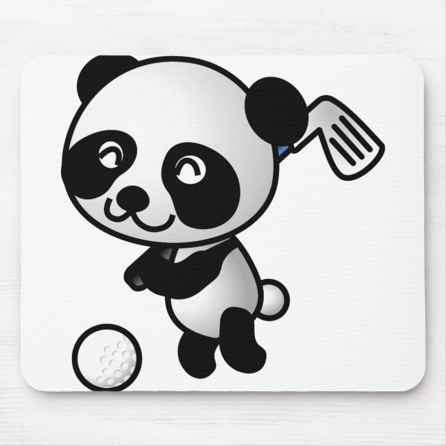 Golf Playing Panda Mouse Pad (Front)