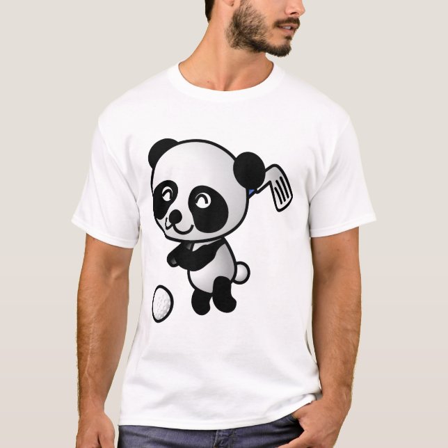 Golf Playing Panda T-Shirt (Front)
