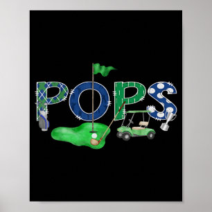 Golf pops hole in one golf 1st birthday boy party poster