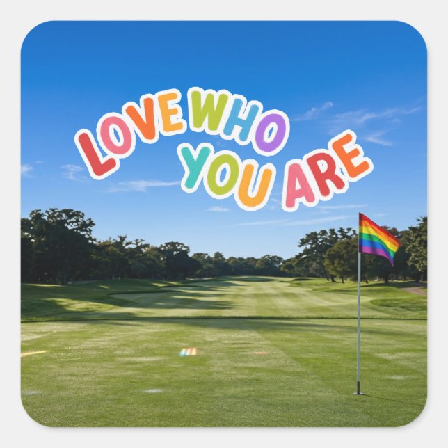 Golf Pride on golf course rainbow themed Square Sticker (Front)