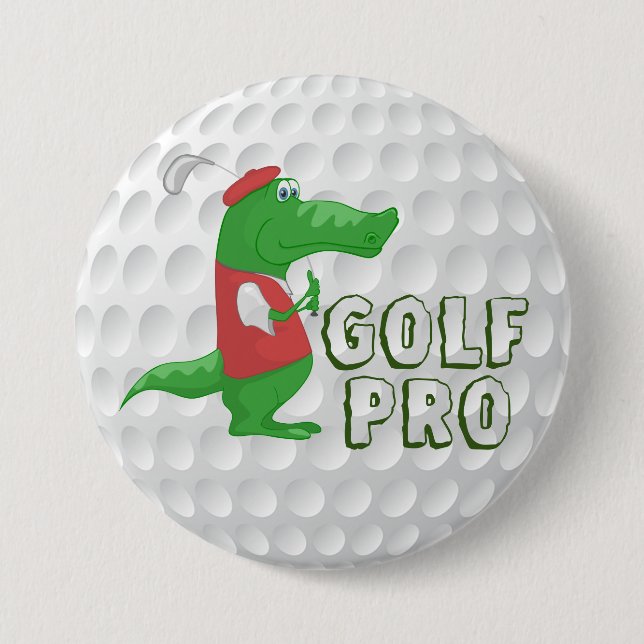 Golf Pro Alligator 7.5 Cm Round Badge (Front)