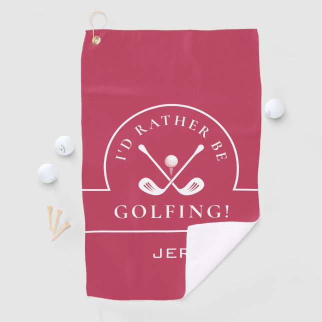 Golf Pro Golfer Golfing Quote Monogram Magenta Red Towel (InSitu)