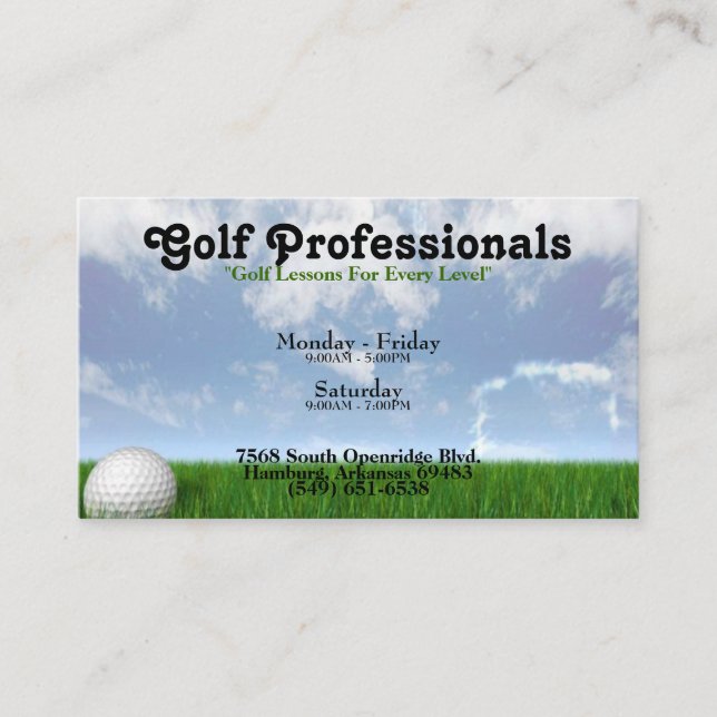 Golf Professionals Business Card (Front)