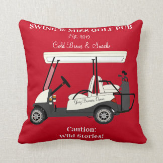 Golf Pub Golf Cart Beer & Snacks Wild Stories Cushion