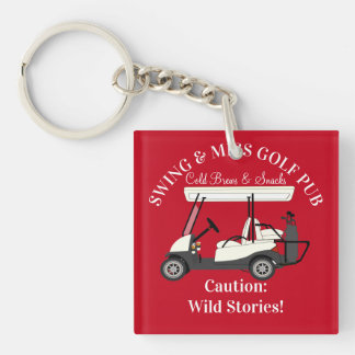 Golf Pub Golf Cart Beer & Snacks Wild Stories Key Ring
