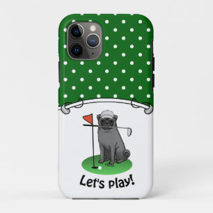 Golf Pug Playing Golf (black) Cute Dog Funny Case-Mate iPhone Case