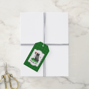 Golf Pug Playing Golf (black) Cute Dog Funny Gift Tags