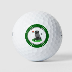 Golf Pug Playing Golf (black) Cute Dog Funny Golf Balls