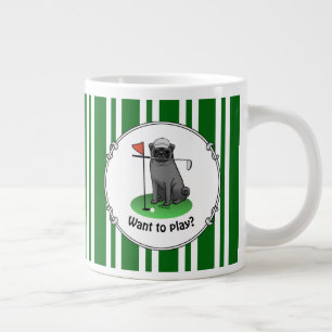 Golf Pug Playing Golf (black) Cute Dog Funny Large Coffee Mug