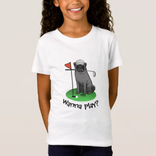 Golf Pug Playing Golf (black) Cute Dog Funny T-Shirt