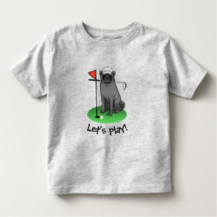Golf Pug Playing Golf (black) Cute Dog Funny Toddler T-Shirt