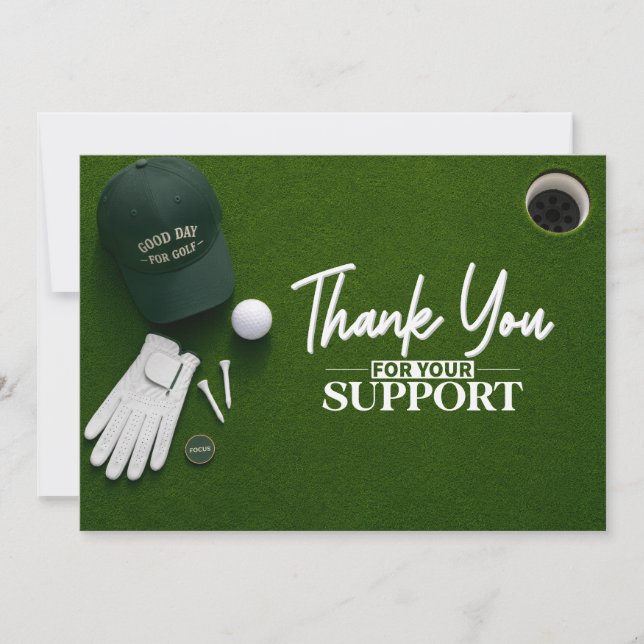 Golf Putting Green Flat Lay  Thank You Card (Front)