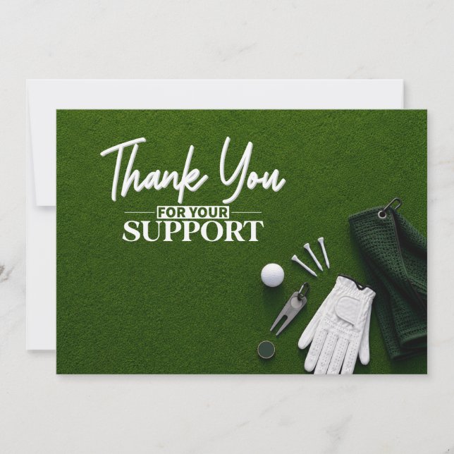 Golf Putting Green Flat Lay  Thank You Card (Front)