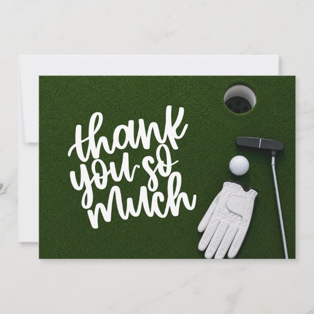 Golf Putting Green Flat Lay  Thank You Card (Front)