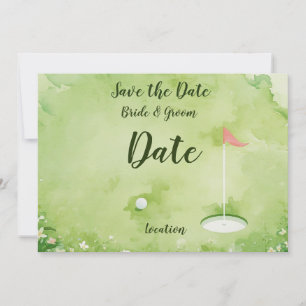 Golf putting green watercolor invitation