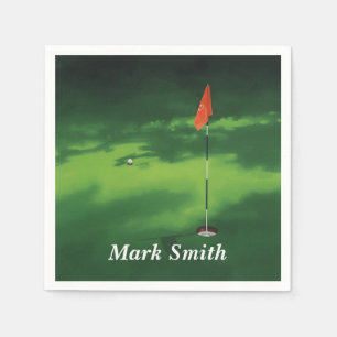 Golf putting green with name  napkin