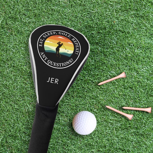 Golf Quote Custom Monogram Golfer Silhouette Black Head Cover (Golf Quote Custom Monogram Golfer Silhouette Black Golf Head Cover)