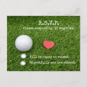 Golf R.S.V.P. Card with golf ball and red heart