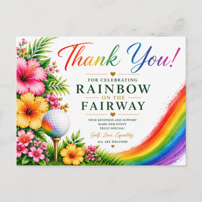 Golf Rainbow on the Fairway Pride Golf Celebration Postcard (Front)