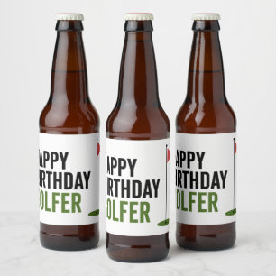 Golf red flag Golf Happy Birthday  Beer Bottle Label