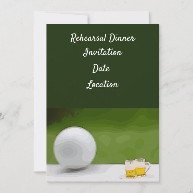 Golf rehearsal Dinner Invitation with ball & beer (Front)