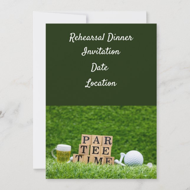 Golf rehearsal Dinner Invitation with ball & beer (Front)