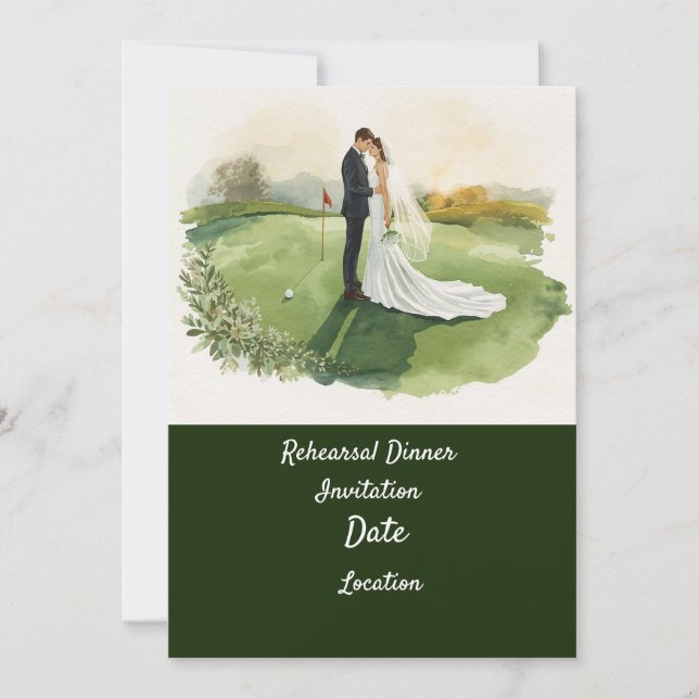 Golf rehearsal Wedding Dinner Invitation  (Front)