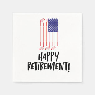Golf Retire Happy Retirement with golf flag   Napkin