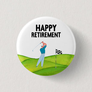 Golf retirement for golfer 3 cm round badge