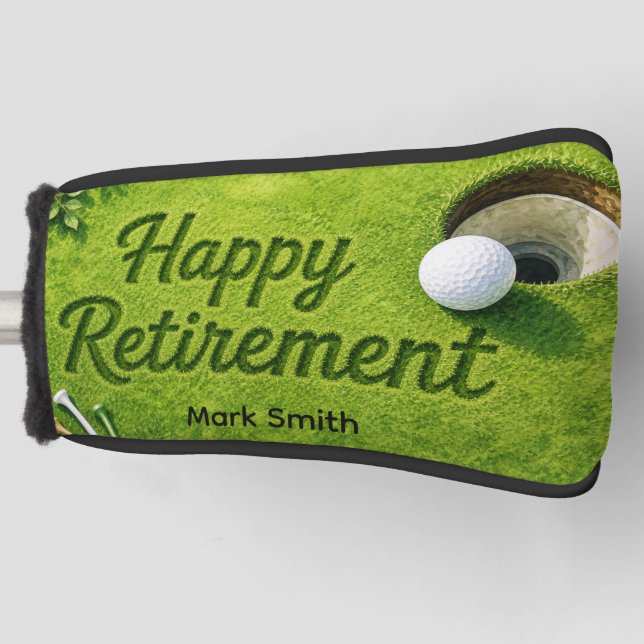 GOLF RETIREMENT for Golfer on green grass Head Cover (Front)