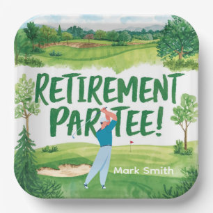 Golf retirement for golfer paper plate