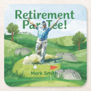 Golf  retirement for golfer  square paper coaster