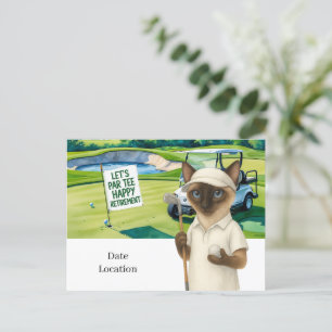 Golf Retirement for Siamese Cat Lovers Invitation  Postcard