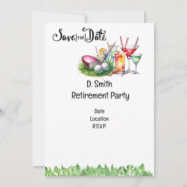 Golf retirement  for woman golfer invitation (Front)