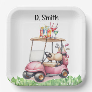 Golf retirement for woman golfer paper plate