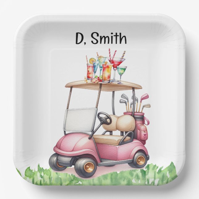Golf retirement  for woman golfer paper plate (Front)