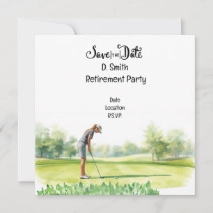 Golf retirement for woman golfer save the date