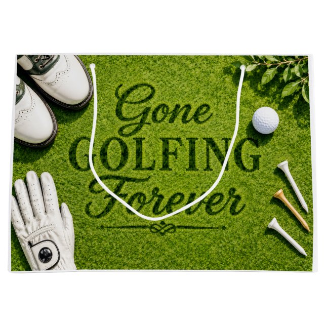Golf Retirement Gone Golfing  Large Gift Bag (Front)