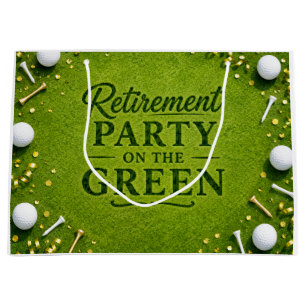 Golf Retirement Gone Golfing Party on Green Large Gift Bag