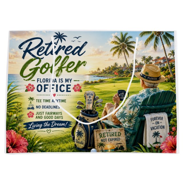 Golf Retirement in Florida Large Gift Bag (Front)